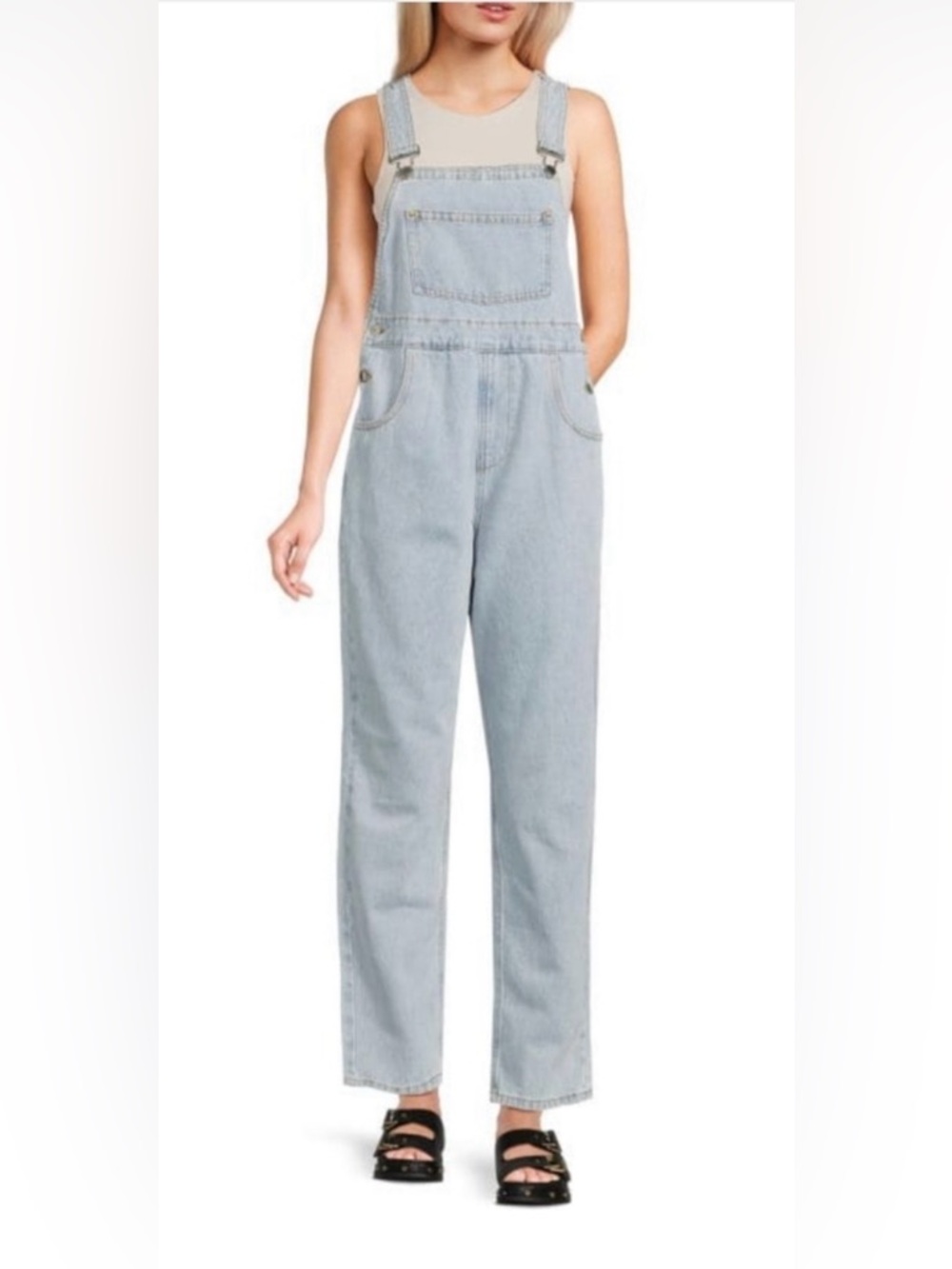 We Wore What Light Wash Denim Overalls - XS oversized